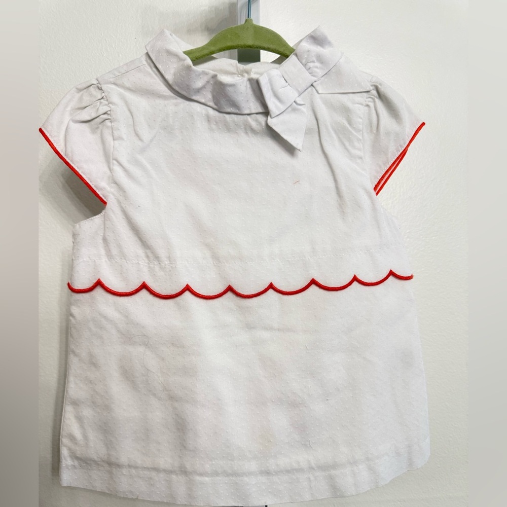 Janie and Jack White Blouse with Orange Scallop Trim